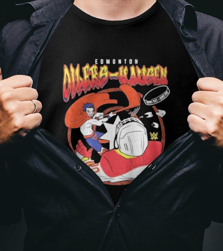 Edmonton Oilers Hausen Very Nice Very Evil WWE Summer Tour T-Shirt