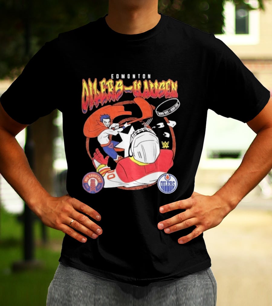Edmonton Oilers Hausen Very Nice Very Evil WWE Summer Tour T-Shirt