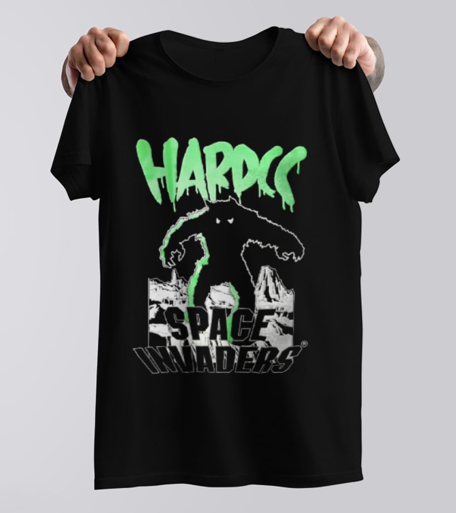 Hardcore Bigfoot Space Invaders Monster Desert Scene T-Shirt
