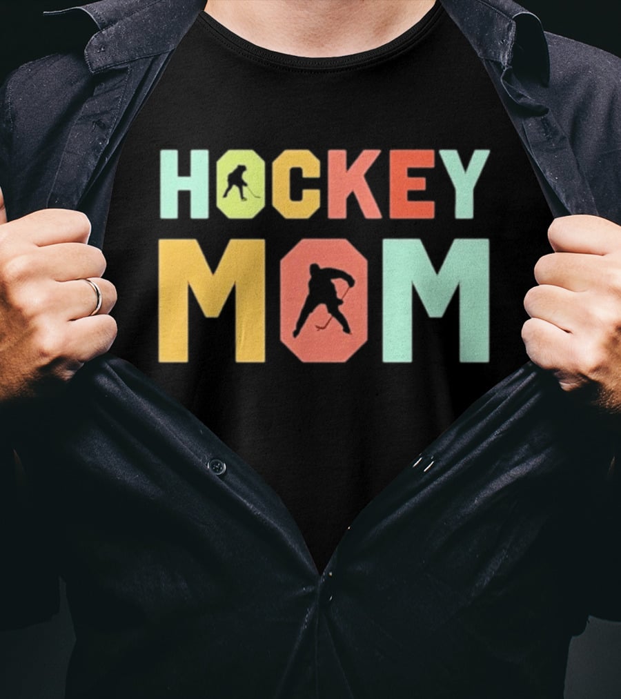 Hockey Mom Mother's Day Skating Silhouette Multicolor T-Shirt