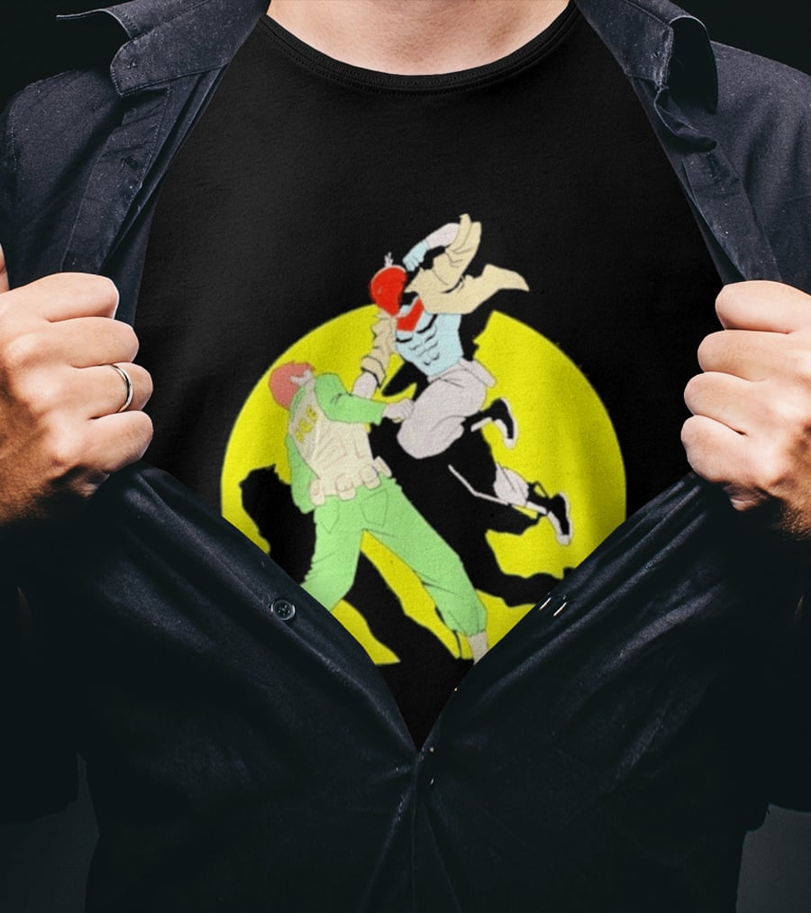 Red Hood Versus Ice Soldier Combat Action Scene T-Shirt