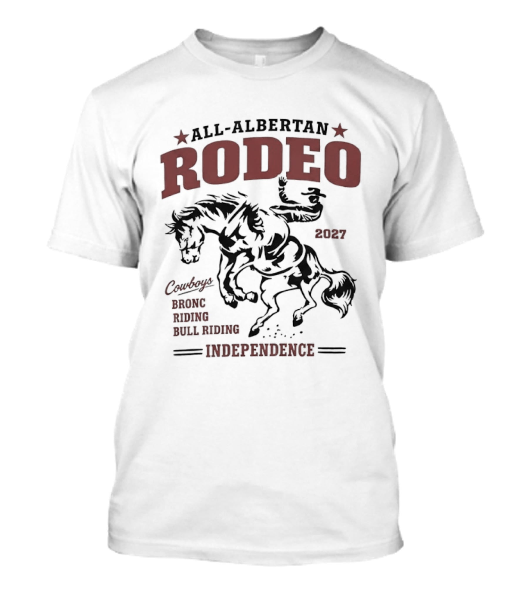 All Albertan Rodeo 2027 Cowboys Bronc Riding Bull Riding Independence T-Shirt
