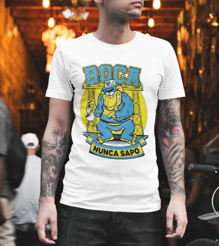 Boca Juniors Gorilla Wearing Cap Holding Chicken Boca Nunca Sapo T-Shirt