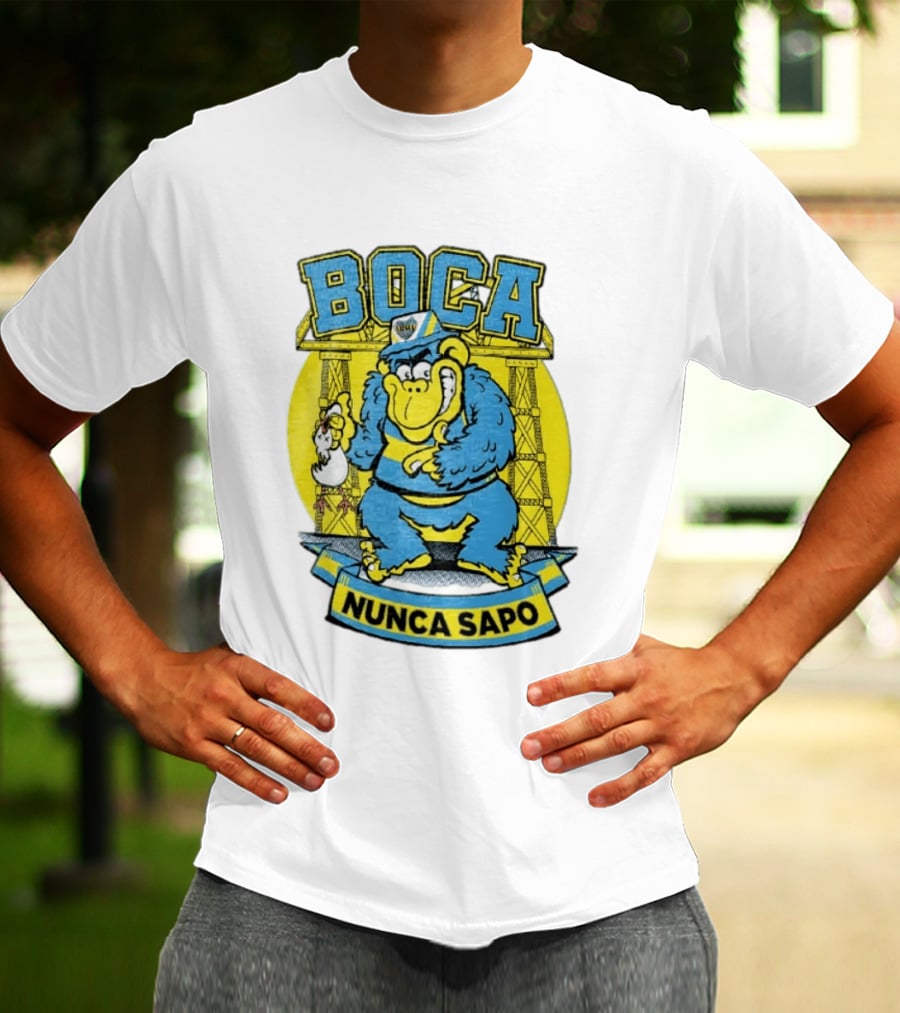 Boca Juniors Gorilla Wearing Cap Holding Chicken Boca Nunca Sapo T-Shirt