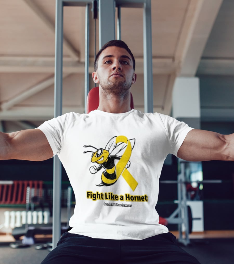 Fight Like A Hornet End Childhood Cancer Awareness Gold Ribbon T-Shirt