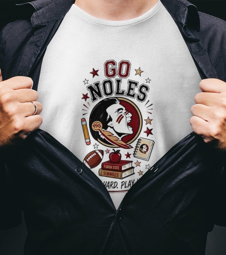 Go Noles Florida State Seminoles Study Hard Play Hard T-Shirt
