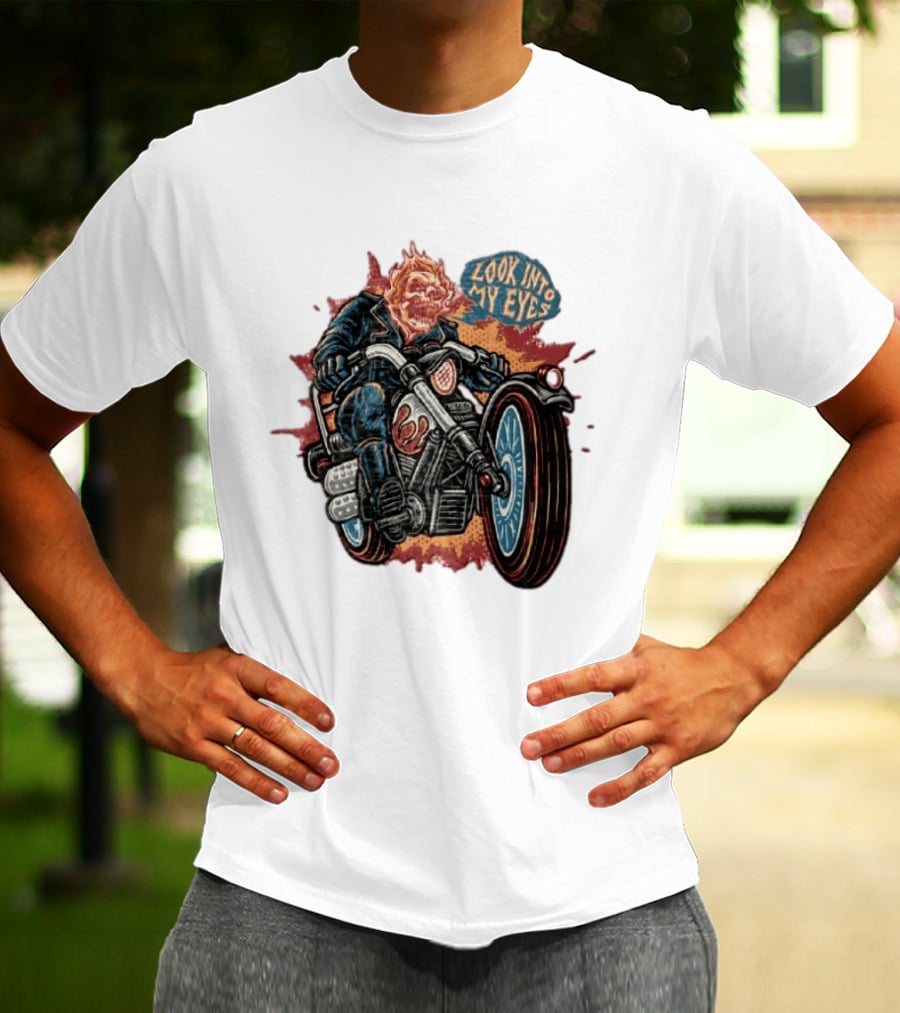 Ghost Rider Look Into My Eyes Marvel Comics Motorcycle Spirit Of Vengeance T-Shirt