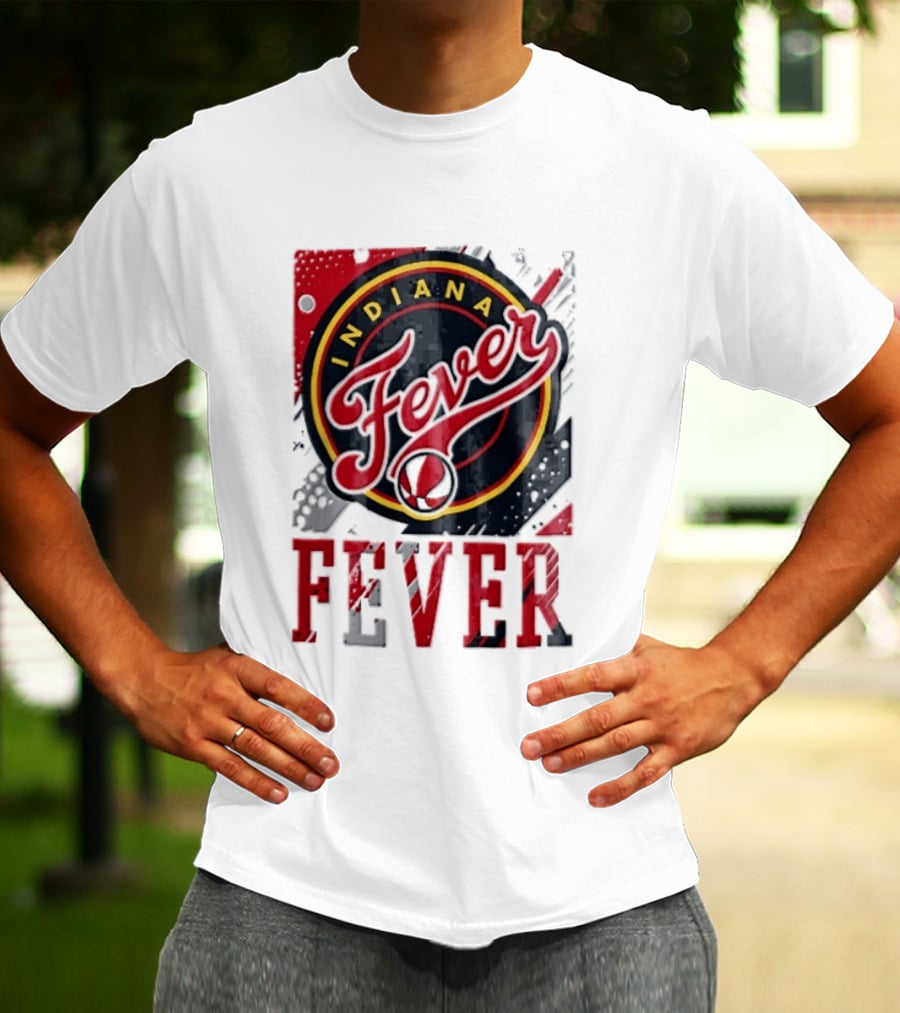 Indiana Fever WNBA Distressed Paint Splatter Basketball Logo Fever T-Shirt