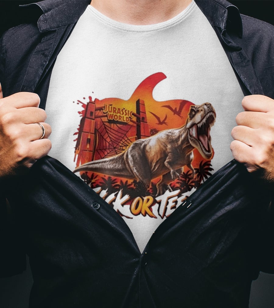 Jurassic World Trick Or Teeth Dinosaur Halloween Pumpkin Gate Rex T-Shirt