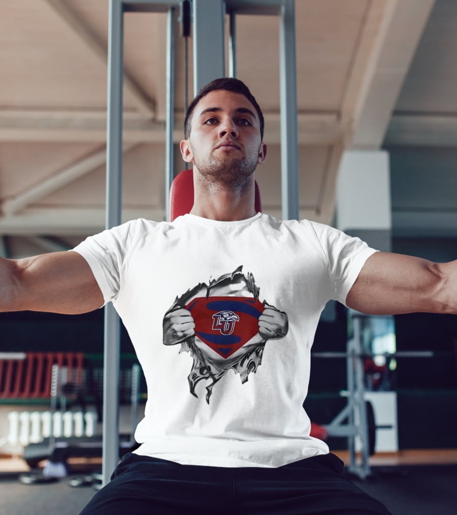 Liberty University Flames LU Superman Chest Reveal T-Shirt