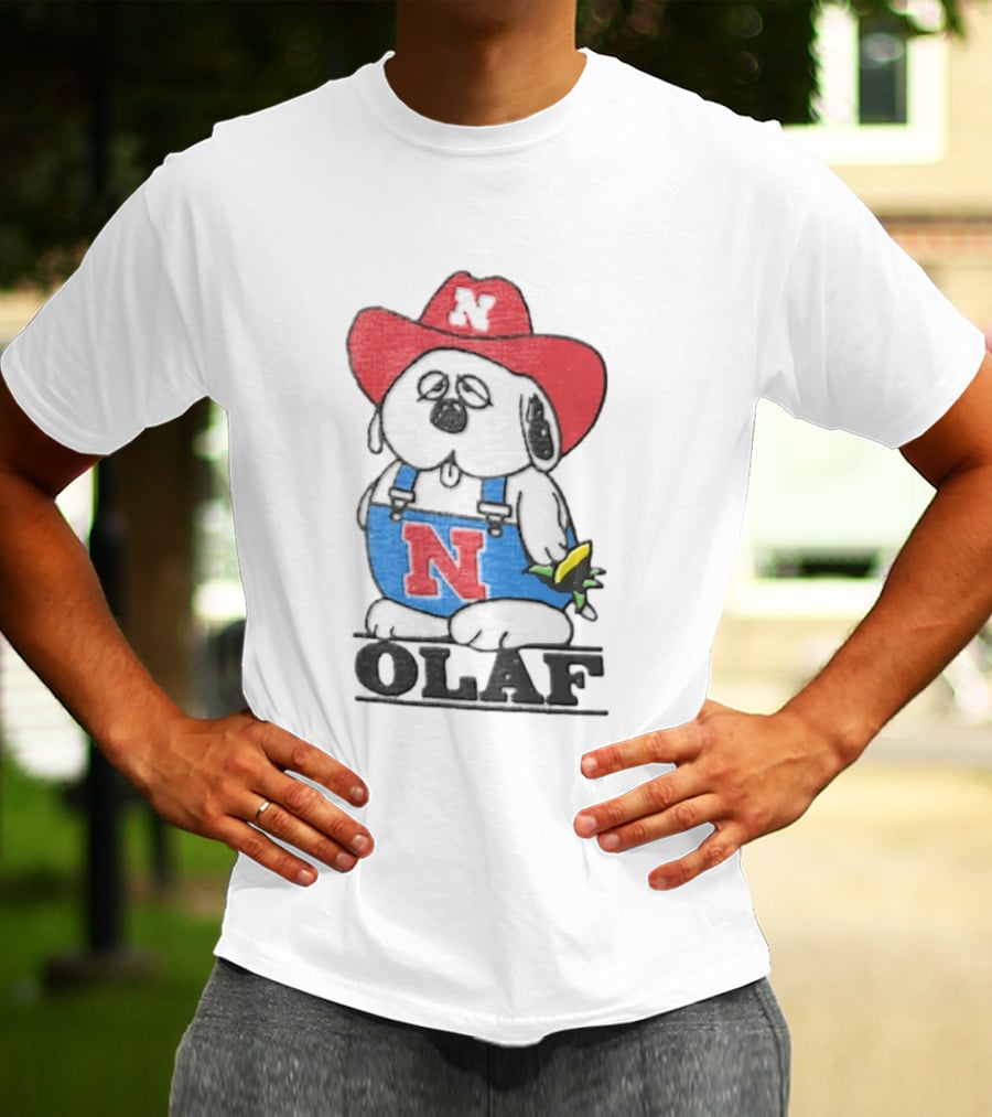 Olaf Nebraska Cornhuskers N Logo Cowboy Hat Cartoon T-Shirt