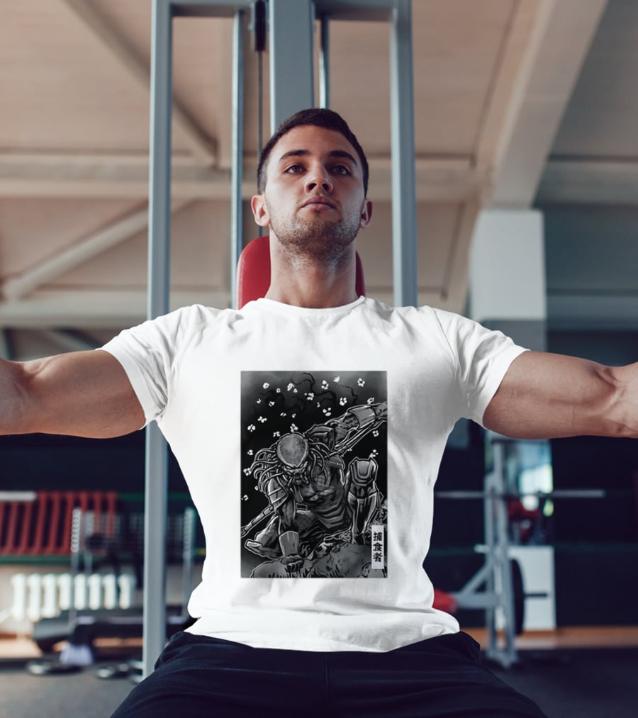 Predator Japanese Kanji Ink Sci Fi Alien Manga T-Shirt