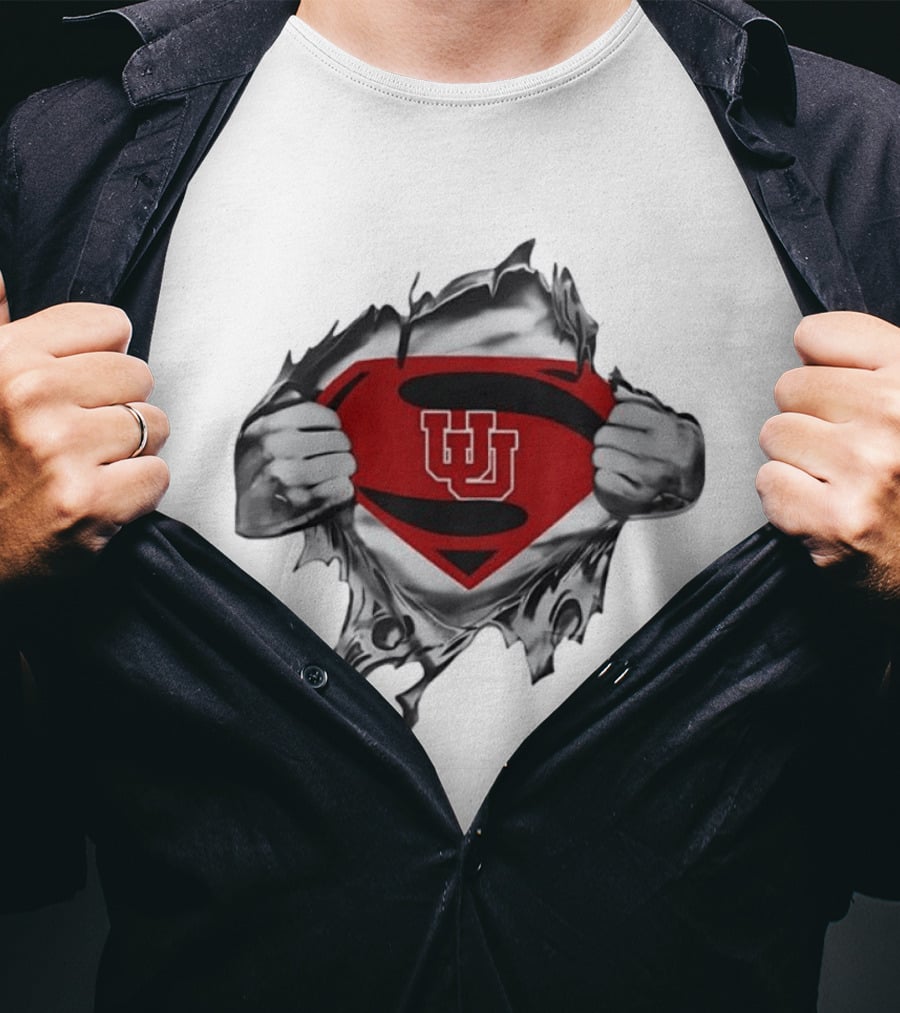 Utah Utes Superman Emblem College Football Fan Gear T-Shirt
