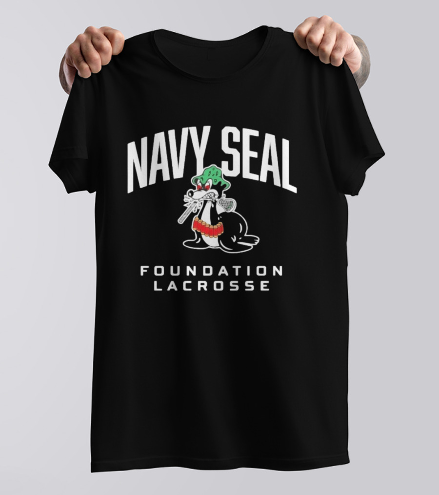 Navy SEAL Foundation Lacrosse Angry Seal With Helmet And Lacrosse Sticks T-Shirt