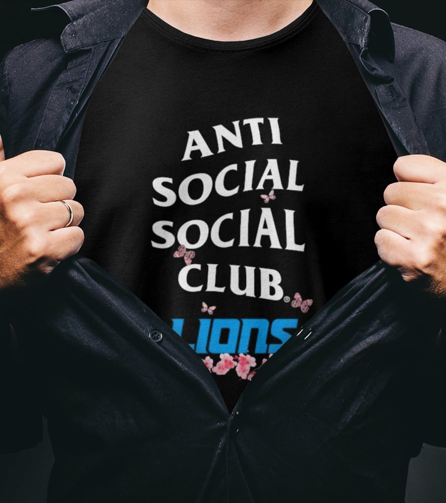 Anti Social Social Club Detroit Lions Floral Butterfly T-Shirt