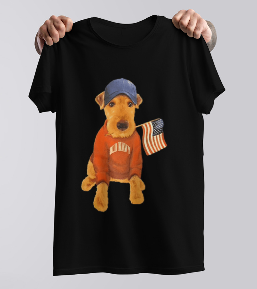 Old Navy Terrier Dog Baseball Cap American Flag T-Shirt
