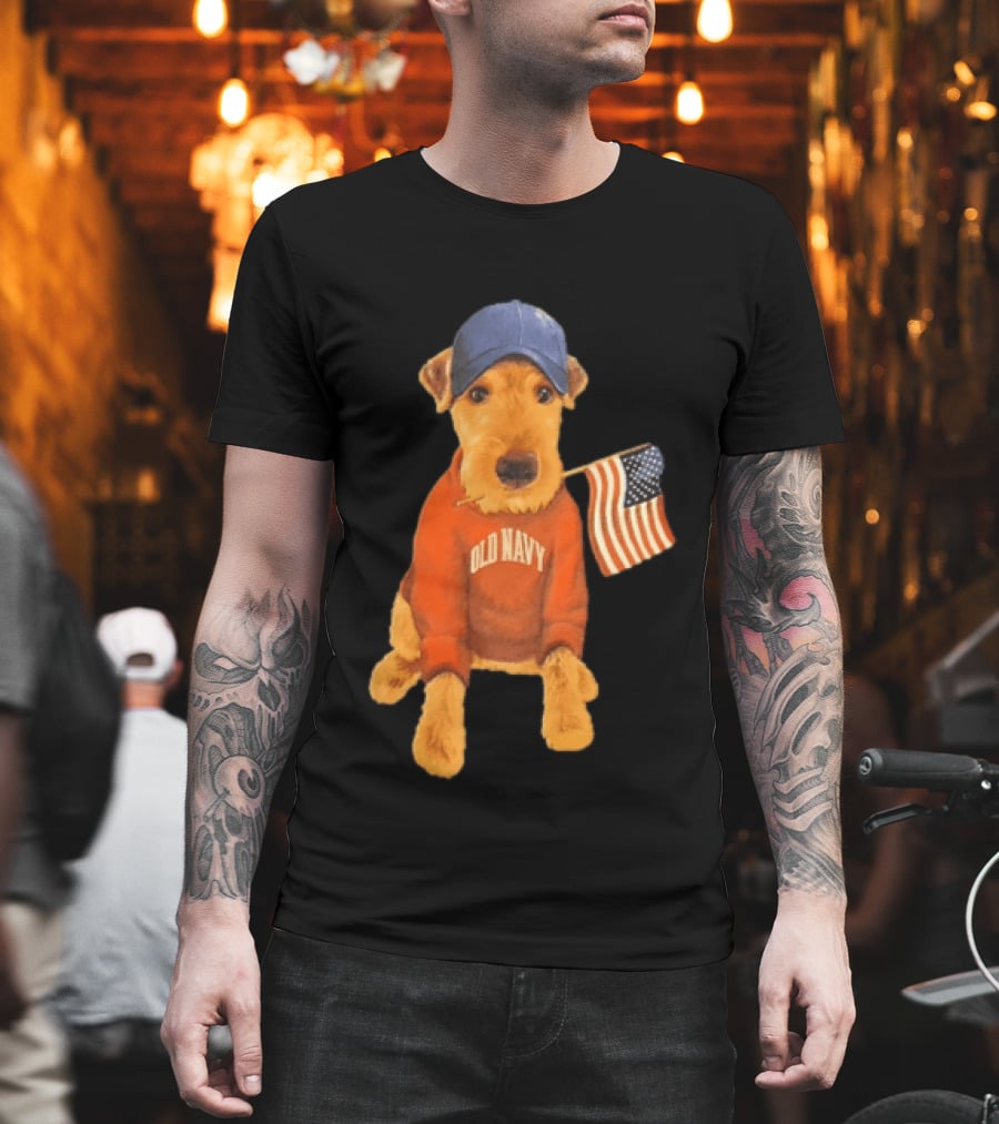 Old Navy Terrier Dog Baseball Cap American Flag T-Shirt