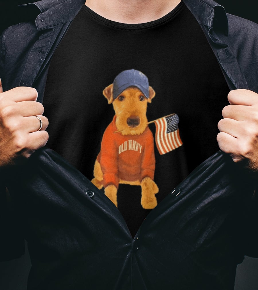 Old Navy Terrier Dog Baseball Cap American Flag T-Shirt