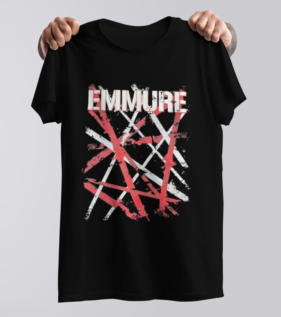 Emmure Distressed Metalcore Deathcore Red White Abstract T-Shirt