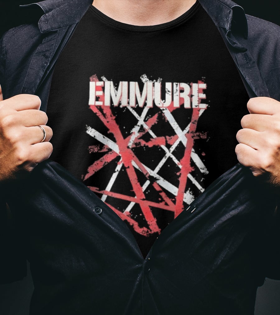 Emmure Distressed Metalcore Deathcore Red White Abstract T-Shirt