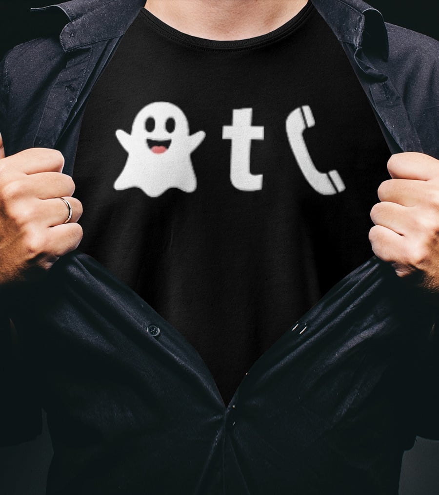 Ghost Emoji Phone Handset Icon White T-Shirt