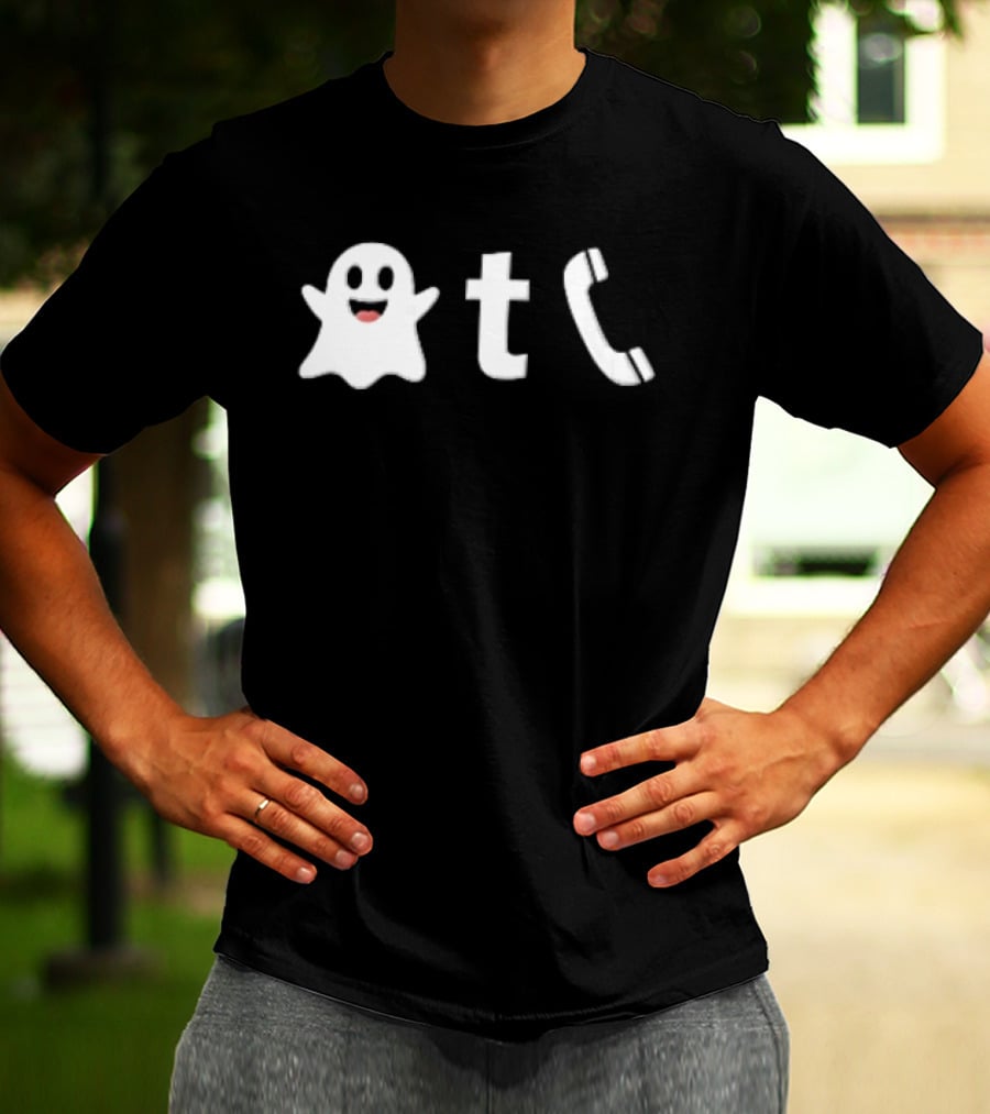 Ghost Emoji Phone Handset Icon White T-Shirt