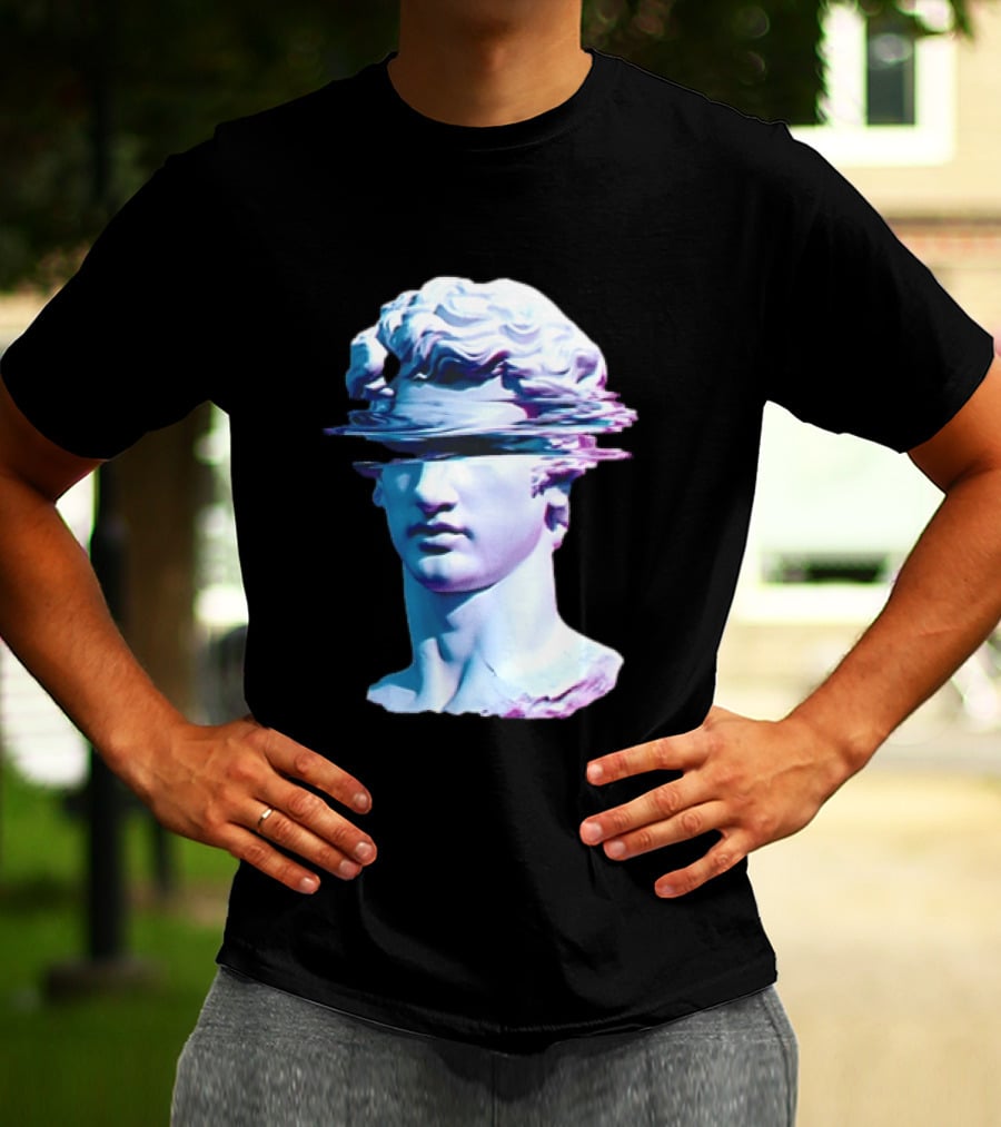 You Are Not Forgotten Classical Statue Bust Glitch Wave Distortion David Vaporwave Aesthetic T-Shirt