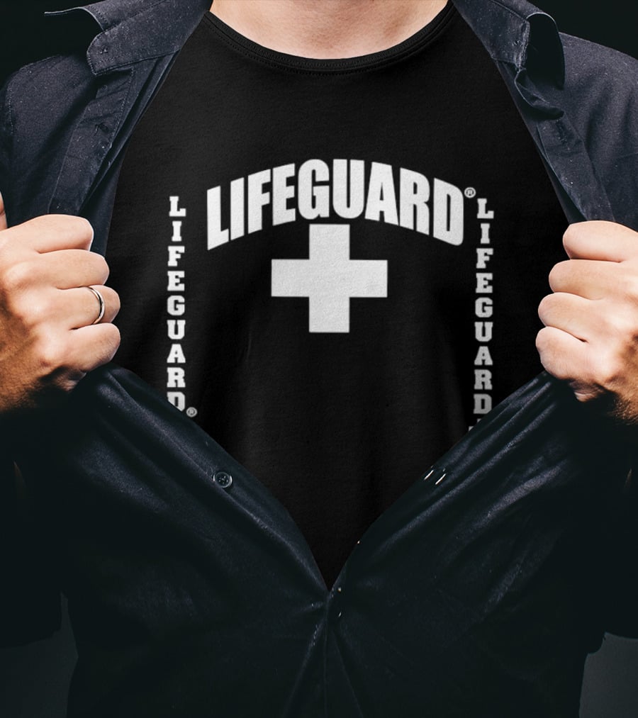 Lifeguard Cross Lifeguard Text Professional Water Safety Beach Patrol T-Shirt