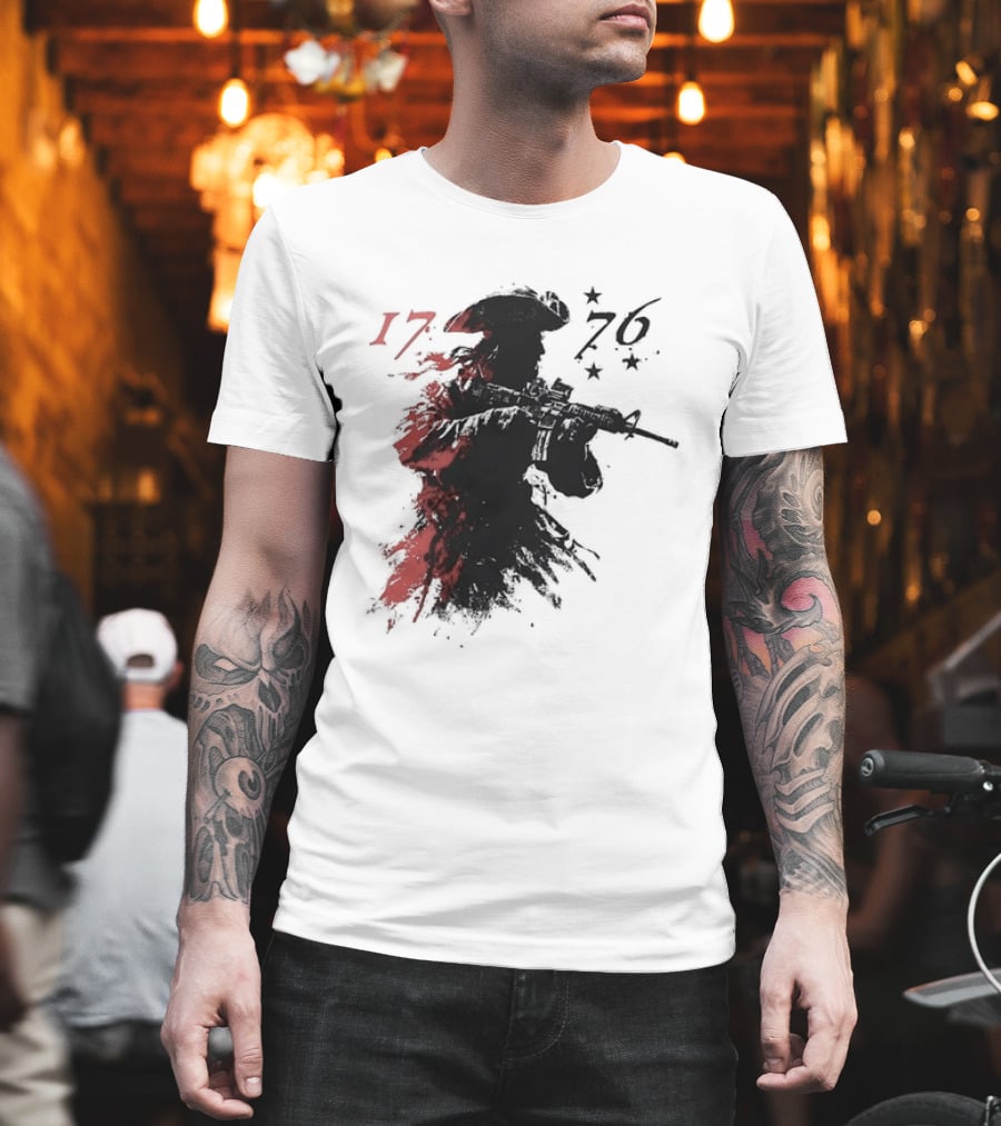 American Patriot With Rifle Patriotic1776 T-Shirt