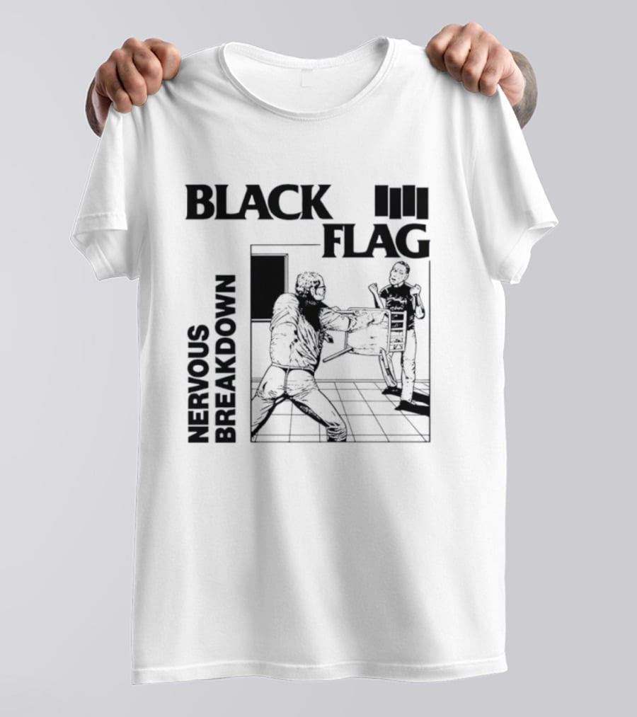 Black Flag Nervous Breakdown Punk Rock Band Iconic Album Cover T-Shirt