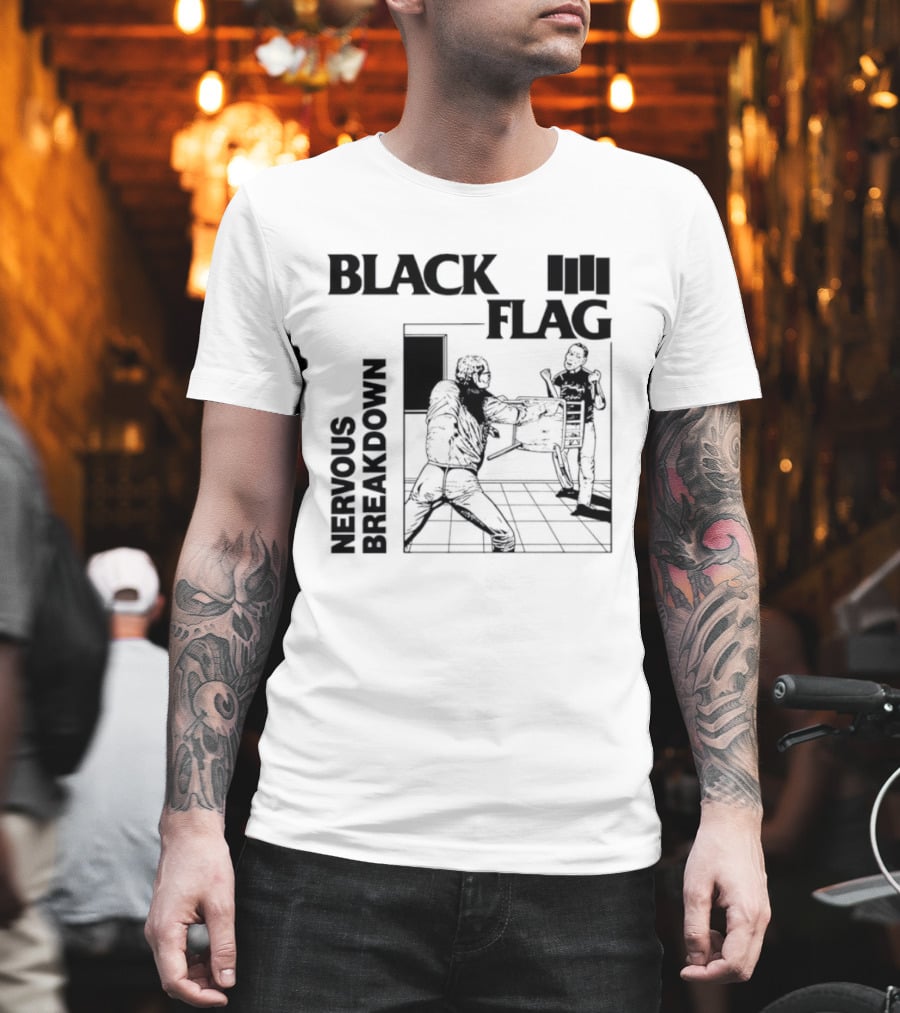 Black Flag Nervous Breakdown Punk Rock Band Iconic Album Cover T-Shirt