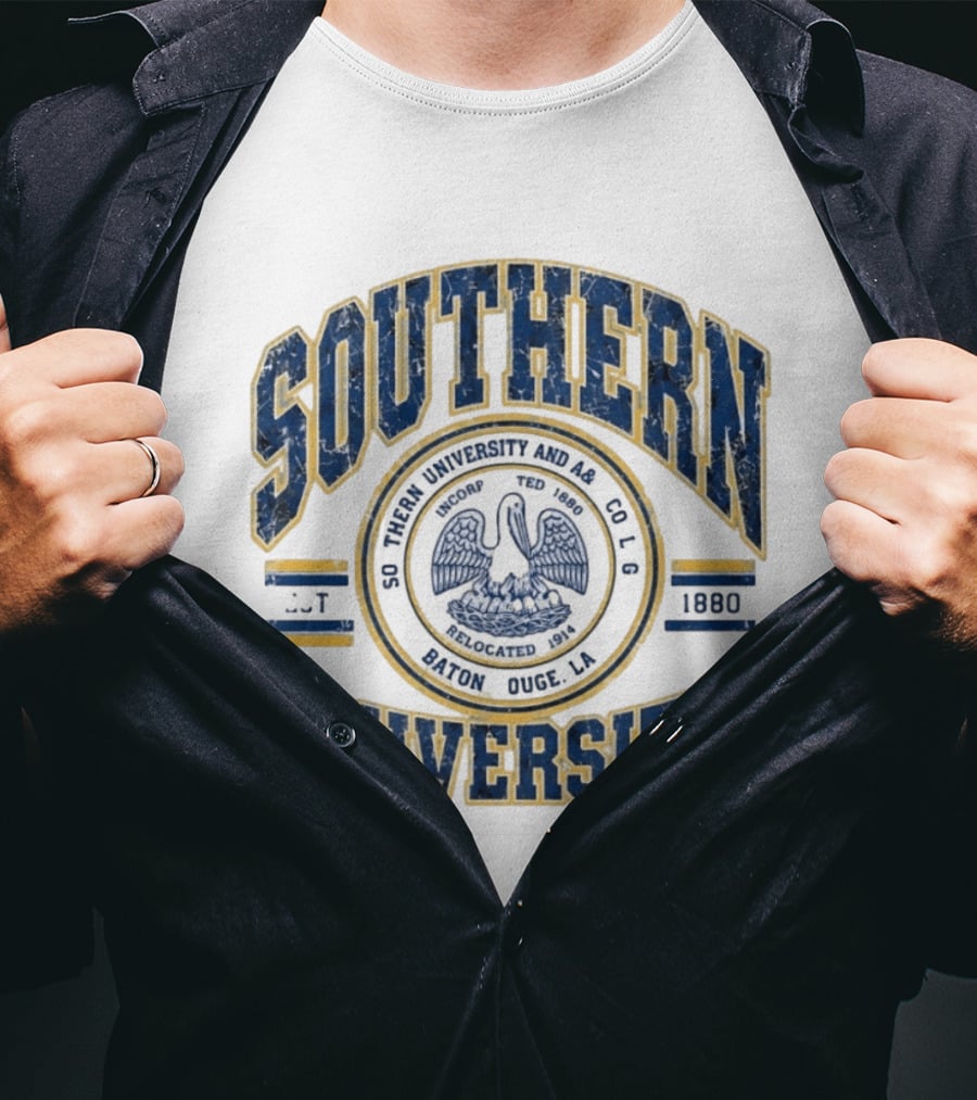 Distressed Southern University A&M Baton Rouge 1880 Pelican Seal T-Shirt