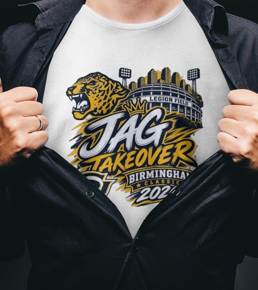 Legion Field Jag Takeover Birmingham Classic 2026 Stadium And Jaguar T-Shirt