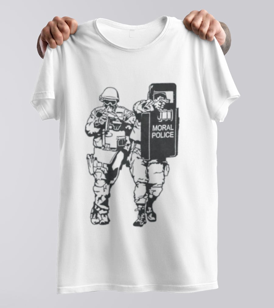 Moral Police Tactical Squad Satire Riot Gear Pose T-Shirt