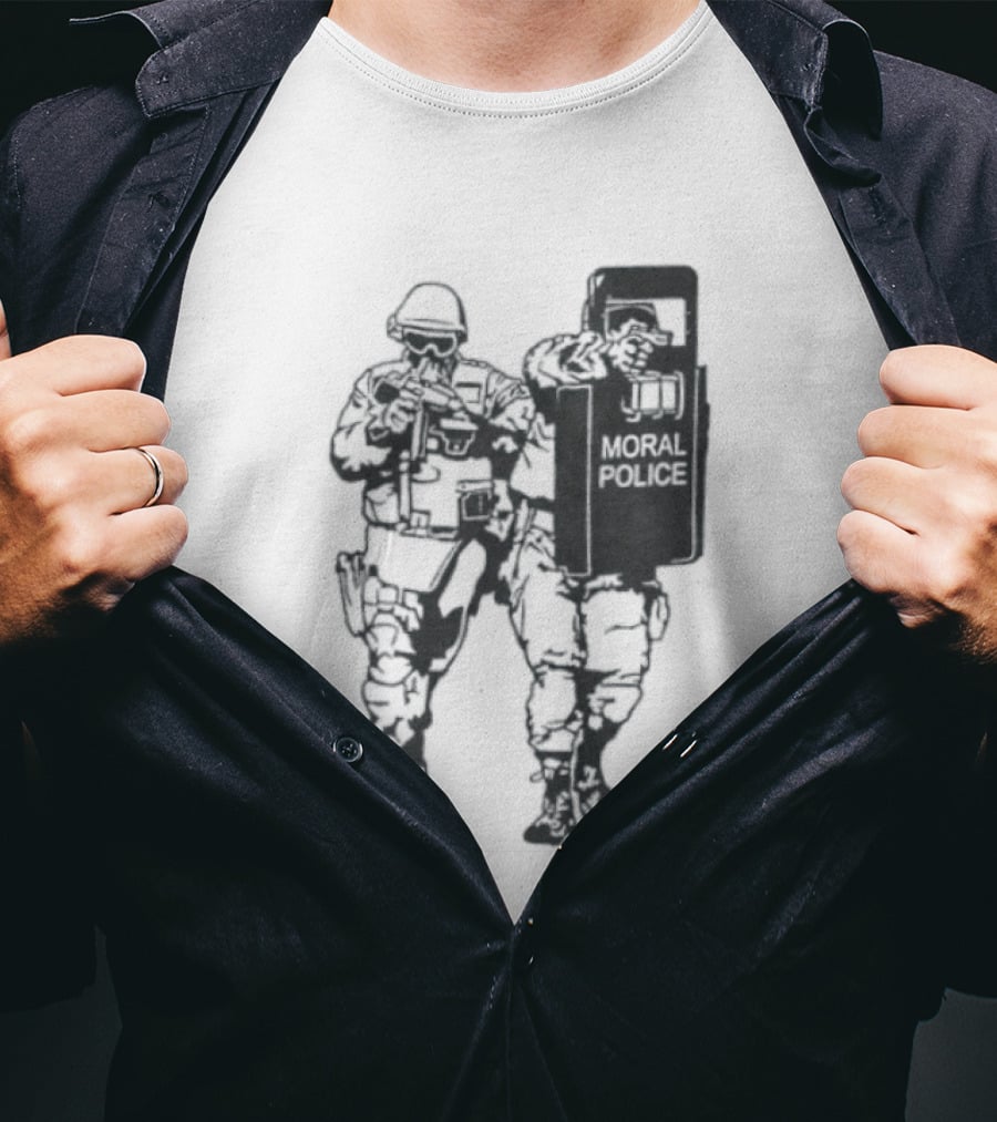 Moral Police Tactical Squad Satire Riot Gear Pose T-Shirt