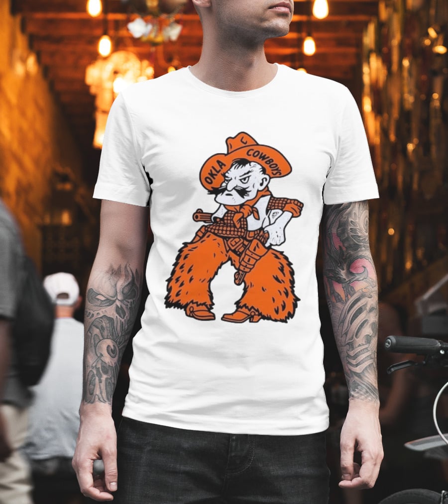 Oklahoma Cowboys Pistol Pete Orange Cowboy T-Shirt