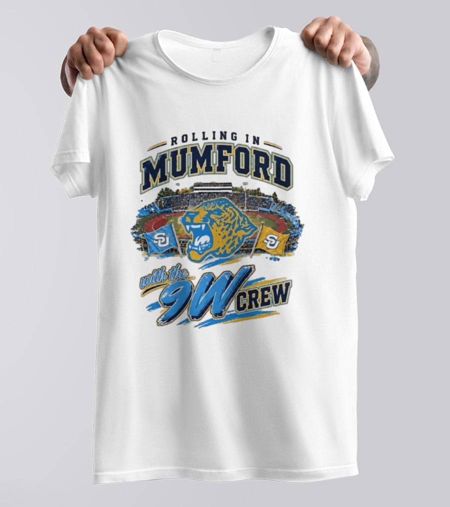 Rolling In Mumford With The 9W Crew SU College Sports Stadium Jaguar Flags T-Shirt