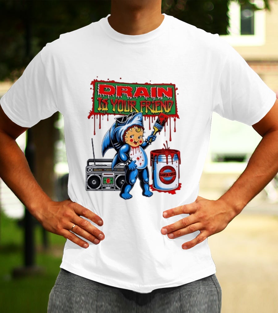 Santa Cruz Drain Is Your Friend Shark Baby Boombox T-Shirt