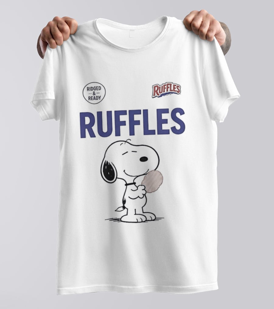 Ruffles Ridged And Ready Peanuts Snoopy Eating Chips T-Shirt