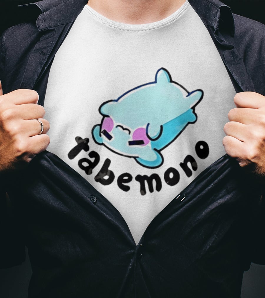 Tabemono Kawaii Anime Cute Blue Character With Blushing Cheeks T-Shirt