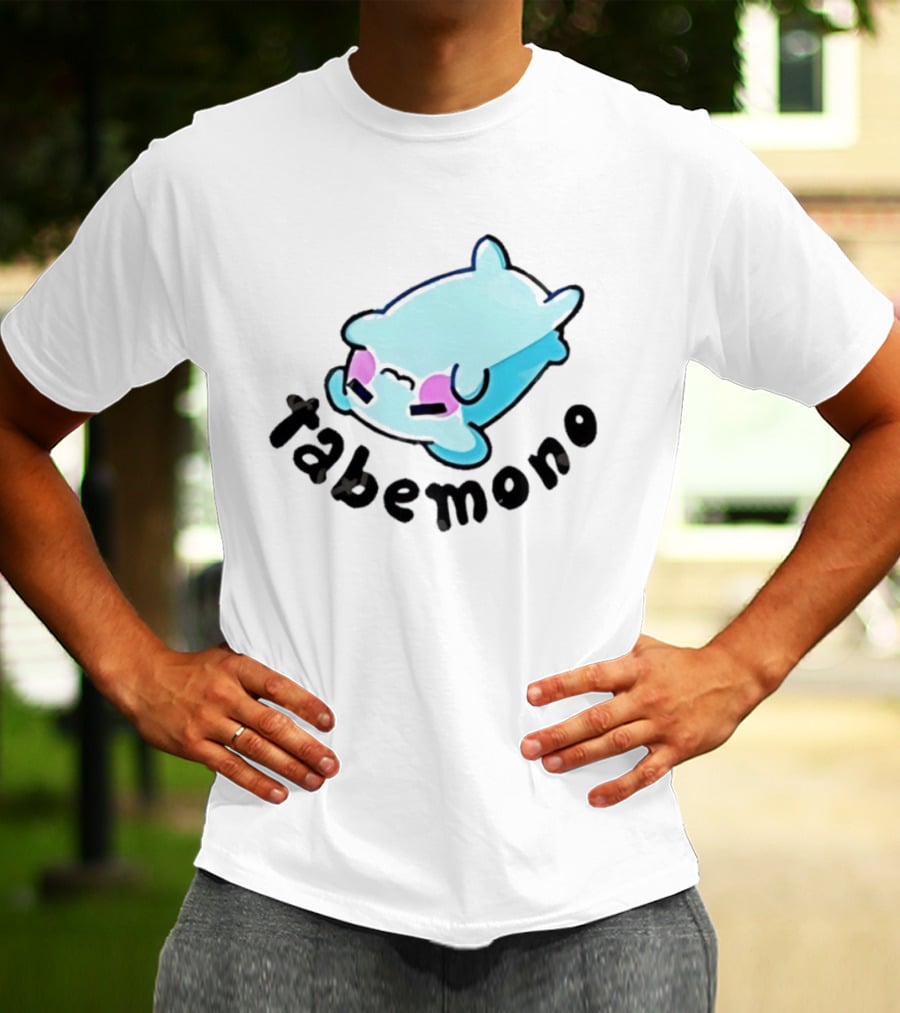 Tabemono Kawaii Anime Cute Blue Character With Blushing Cheeks T-Shirt