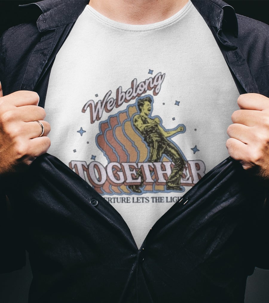 We Belong Together Aperture Lets The Light In Retro Style Dancing Figure With Stars T-Shirt