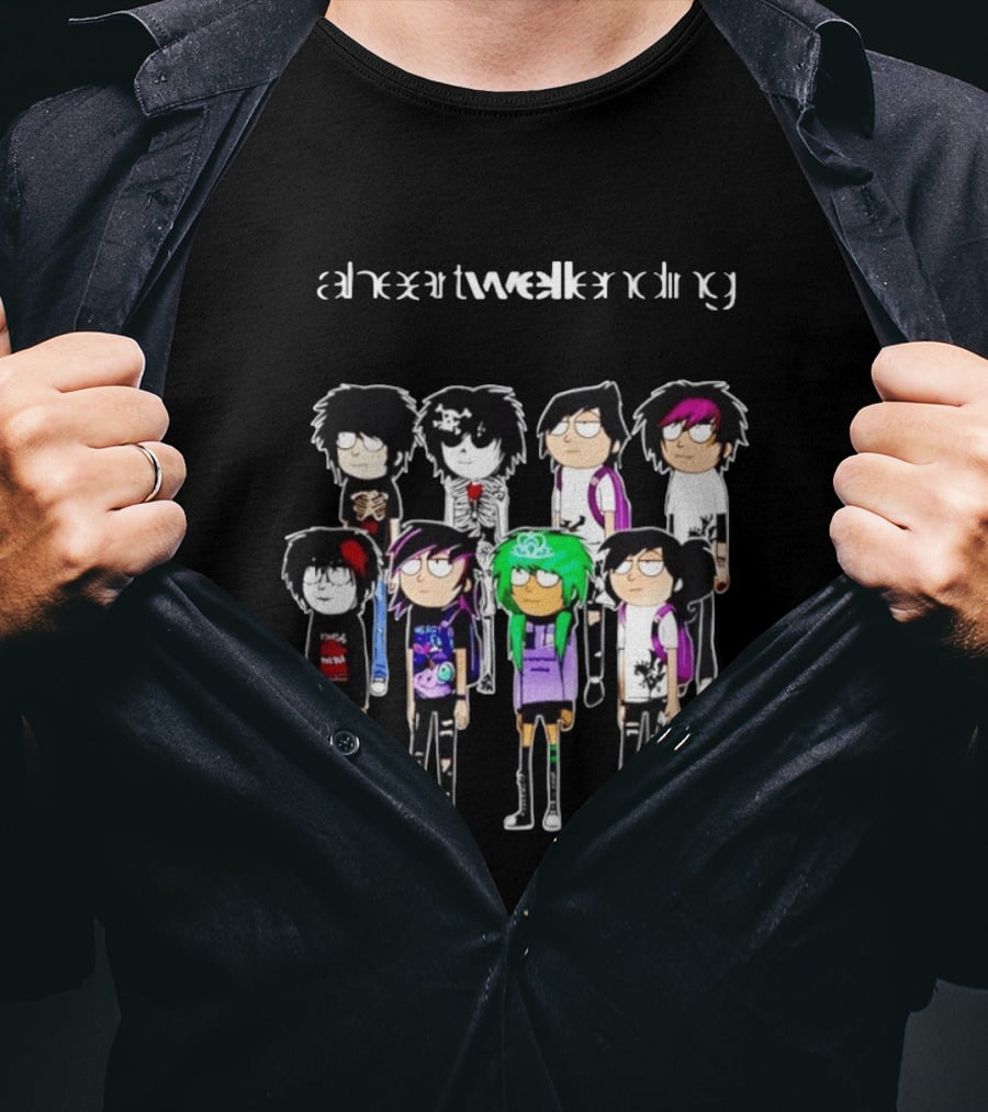 A Heart Well Ending Emo Cartoon Characters With Unique Hairstyles T-Shirt