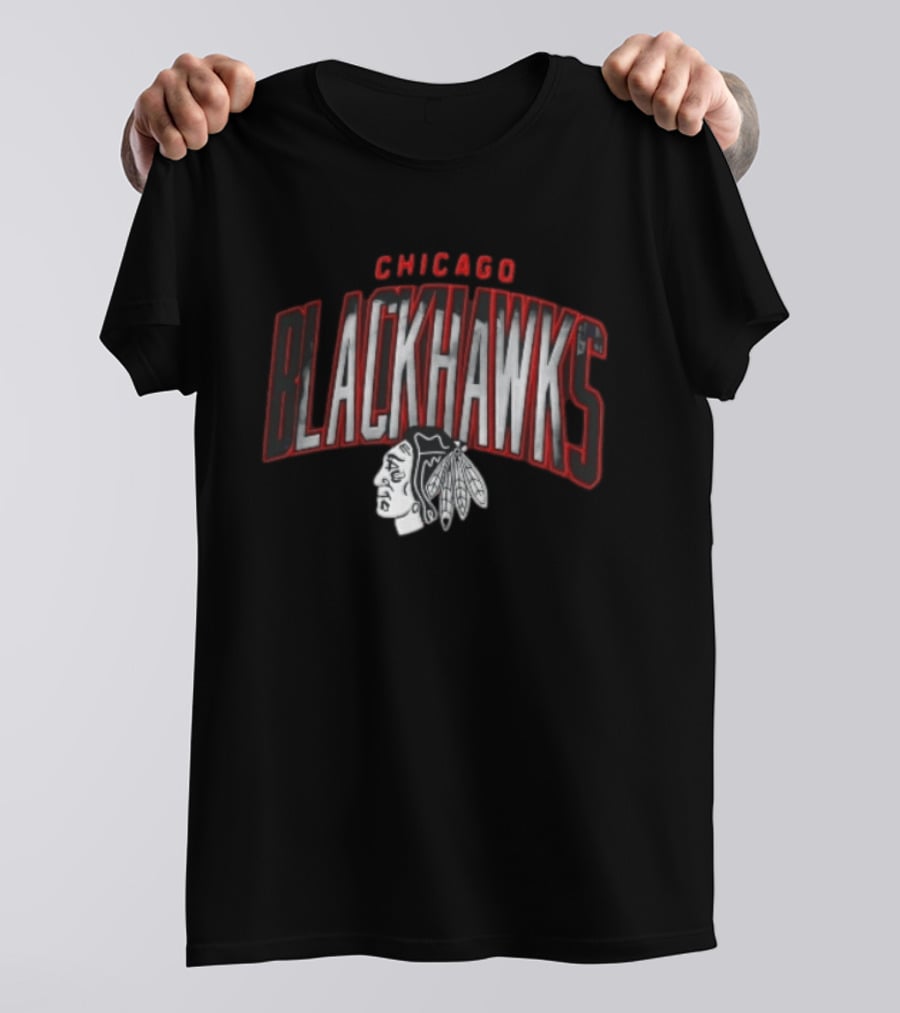 Chicago Blackhawks NHL Arched Smoky Monochrome T-Shirt