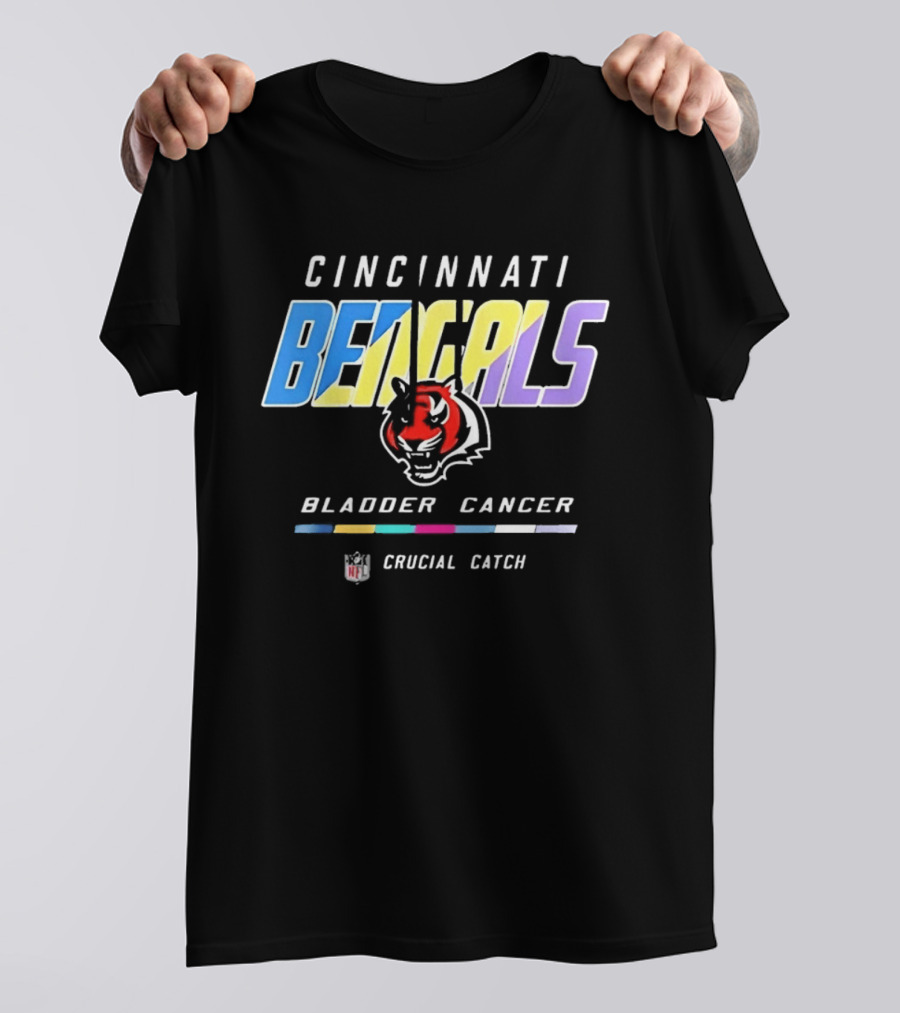 Cincinnati Bengals Bladder Cancer Crucial Catch Awareness NFL T-Shirt