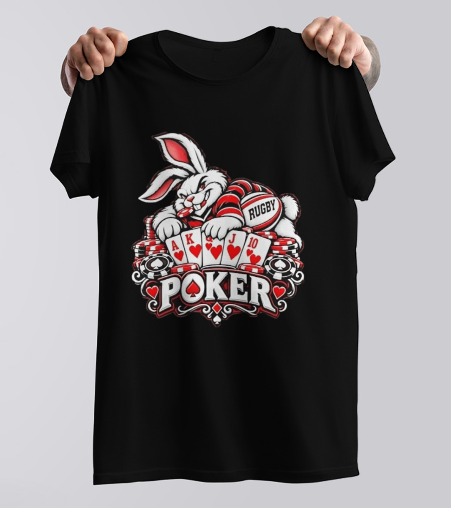 Rugby Poker Rabbit Royal Flush Card Game T-Shirt