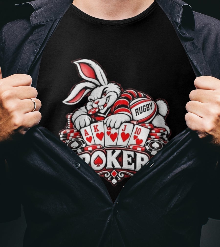 Rugby Poker Rabbit Royal Flush Card Game T-Shirt