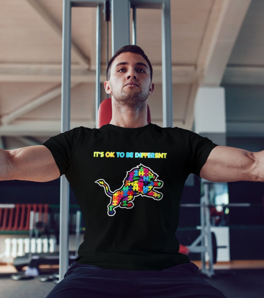 Detroit Lions It's OK To Be Different Colorful Jigsaw Puzzle T-Shirt