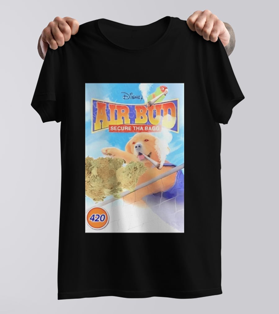 Disney Air Bud Secure Tha Bagg 420 Meme Basketball Dog Smoking T-Shirt