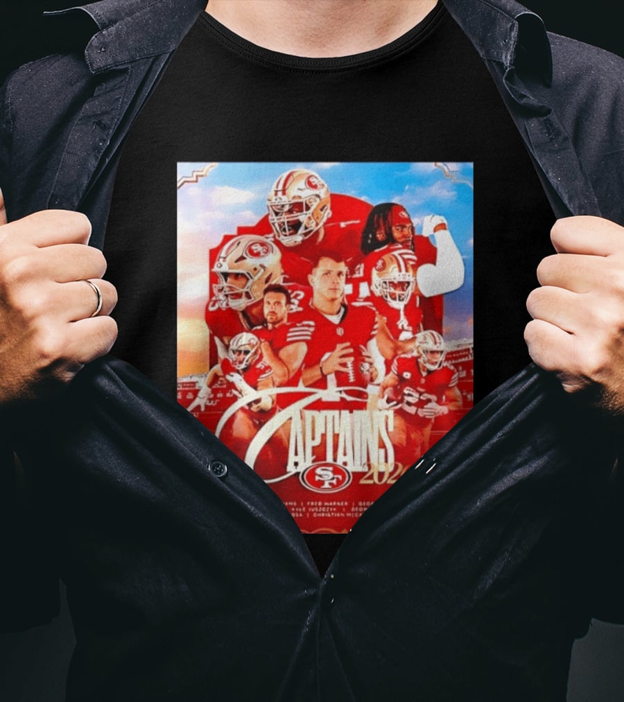SF 49ers 2026 Captains Williams Warner Kittle Purdy Bosa McCaffrey Juszczyk T-Shirt